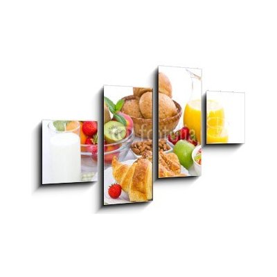 Obraz 4D čtyřdílný - 100 x 60 cm - Healthy breakfast on the table Zdravá snídaně na stole – Hledejceny.cz