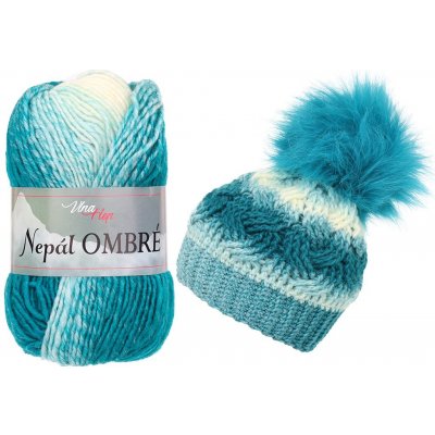Vlna Hep Nepál Ombré 7416 - tyrkysová s krémovou – Zboží Dáma
