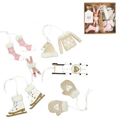 Textilomanie Sada vánočních závěsných dekorací NORDIC MOMENTS 6 ks růžová – Zboží Dáma