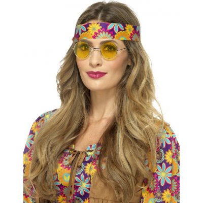 Smiffys Brýle Hippie lenonky žluté – Zboží Dáma