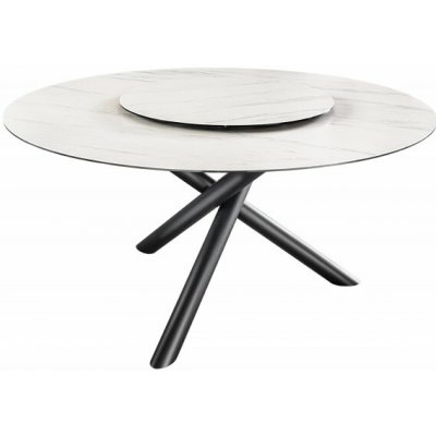 Interior DE Kulatý jídelní stůl SPIN WHITE 150 cm keramika otočný – Zboží Mobilmania