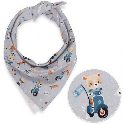 Biante dětský bavlněný šátek Sandra SA-599 Méďové na motorkách a skateboardech na světle šedomodrém – Hledejceny.cz