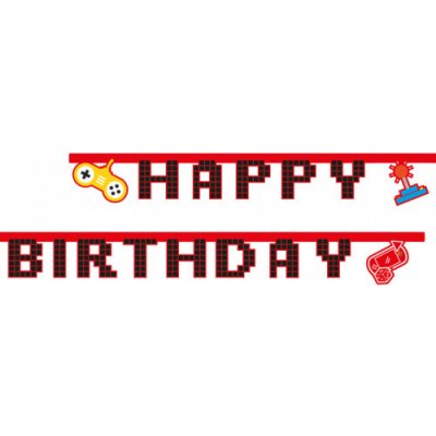 Procos s.a. Narozeninový nápis Game party Happy Birthday – Zboží Mobilmania