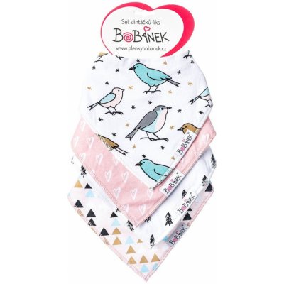 Bobánek bryndáčky set slintáčků 4 ks Ptáčci – Zboží Mobilmania