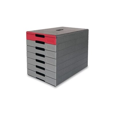 Durable Idealbox Plus 7 zásuvkový box 7 zásuvek šedo-červený 776303 – Zboží Mobilmania