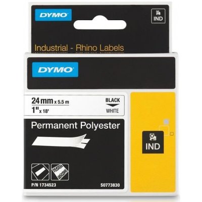 DYMO permanentní polyesterová páska RHINO D1 24 mm x 5,5 m, černá na bílé, S0773830 – Zbozi.Blesk.cz