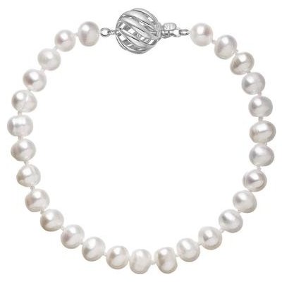 Evolution Group perlový náramek z říčních perel se zapínáním z bílého 14 karátového zlata 823001.1/9264B bílý