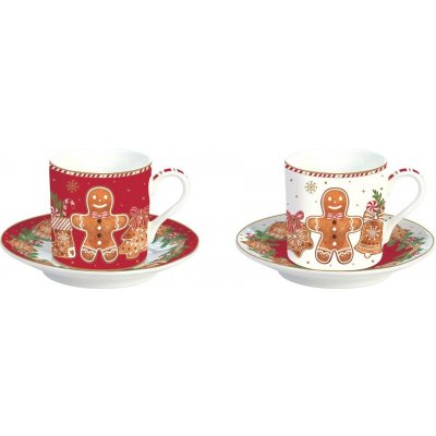 Easy Life Vánoční porcelánový set šálek s podšálkem na espresso Fancy Gingerbread 2 x 75 ml – Zbozi.Blesk.cz