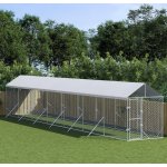 vidaXL Venkovní psí kotec se střechou stříbrný 200 x 1400 x 250 cm – Zboží Dáma