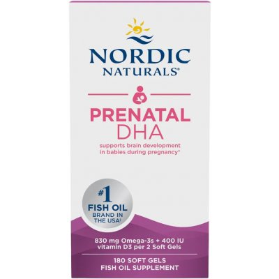 Nordic Naturals Prenatal DHA + Vitamin D3, Omega pro těhotné, 830 mg + 400 IU, 180 softgelových kapslí – Hledejceny.cz