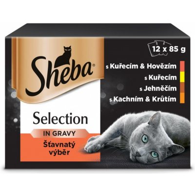 Sheba Select Slices in gravy šťvanatý výběr hovězí.jehně.kuře.krůta 12 x 85 g