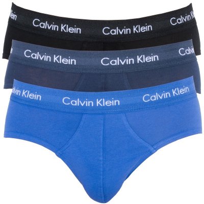 Calvin Klein slipy Cotton Hip Brief Black Blue 3Pack – Zboží Mobilmania