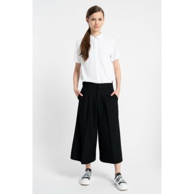 Reporter Young elegantní kalhoty Culoty se širokými nohavicemi na puky černá – Sleviste.cz