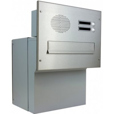 1x poštovní schránka F-042 k zazdění do sloupku + čelní deska s 2x zvonkem a přípravou pro HM - NEREZ / šedá – Hledejceny.cz
