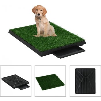 vidaXL Toaleta pro psy s nádobou a umělou trávou zelená 63 x 50 x 7 cm WC