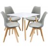 Jídelní stůl IDEA nábytek Jídelní stůl 80 x 80 QUATRO bílý + 4 židle QUATRO šedé
