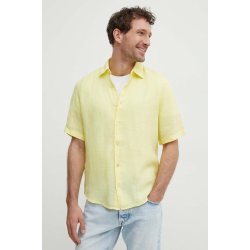 Boss Orange lněná košile regular s klasickým límcem 50489345 žlutá