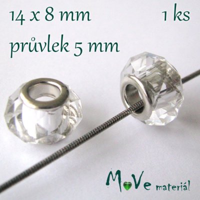Korálek skleněný s šir. průvlek. 1 kus, sv. šedý – Sleviste.cz
