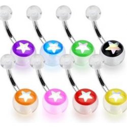 Šperky4U piercing do pupíku banánek s hvězdou BA01043-R