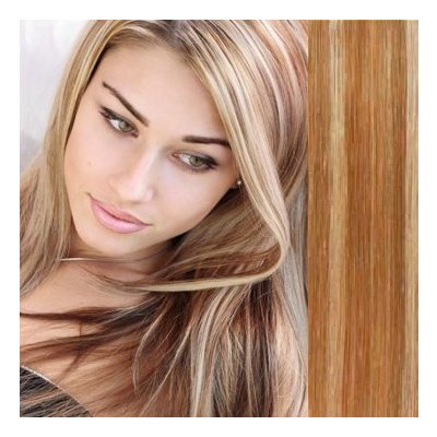 Clip in vlasy 43cm 100% lidské REMY světlý melír – Sleviste.cz