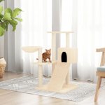 VidaXL Škrabadlo s domečkem a hamakou krémové 73 x 49 x 82 cm – Hledejceny.cz
