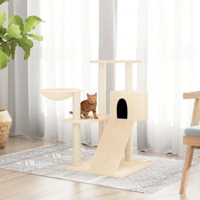 VidaXL Škrabadlo s domečkem a hamakou krémové 73 x 49 x 82 cm – Hledejceny.cz