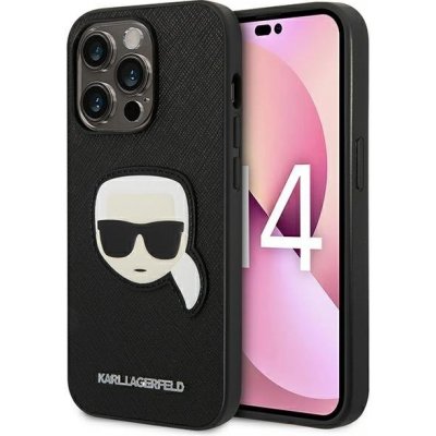 Pouzdro Karl Lagerfeld hard iPhone 14 PRO MAX Saffiano Karl`s Head Patch černé