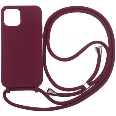 Pouzdro SES Gumové ochranné se šňůrkou na krk Apple iPhone 15 Pro - Vínové – Zboží Mobilmania