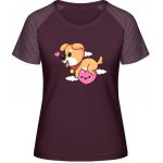 MyMate Prodloužené Triko MY120 Design se srdíčkem a psem Burgundy / Heather Burgundy – Sleviste.cz