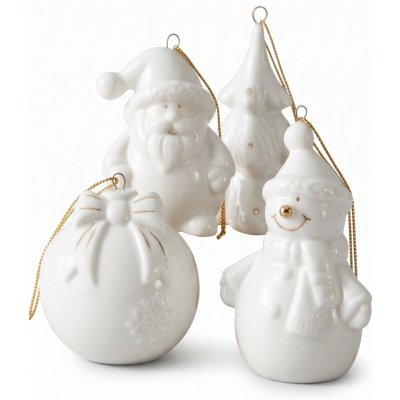 H&L Sada 4 ks vánočních porcelánových ozdob na stromeček 6 cm bílé – Hledejceny.cz