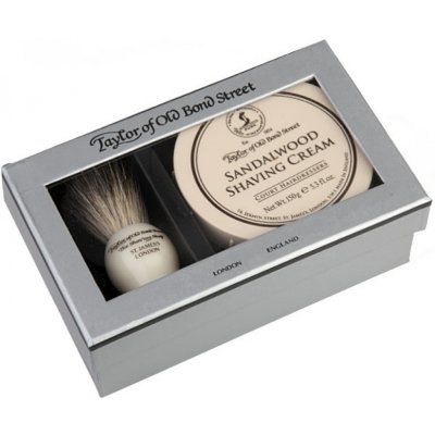 Taylor of Old Bond Street Sandalwood sada na holení 00206 štětka na holení Pure badger + krém na holení 150 g – Hledejceny.cz