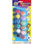 akrylové barvy 12ks se štětcem na kartě 11x26,5cm – Sleviste.cz