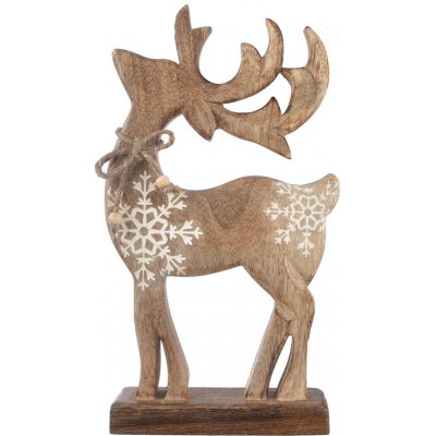 4Home Dekorace z mangového dřeva Snowflake Deer 33 cm – Zboží Mobilmania