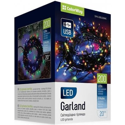 ColorWay vnitřní 200 LED USB 20m vícebarevné CW-G-200L20UMC – Hledejceny.cz
