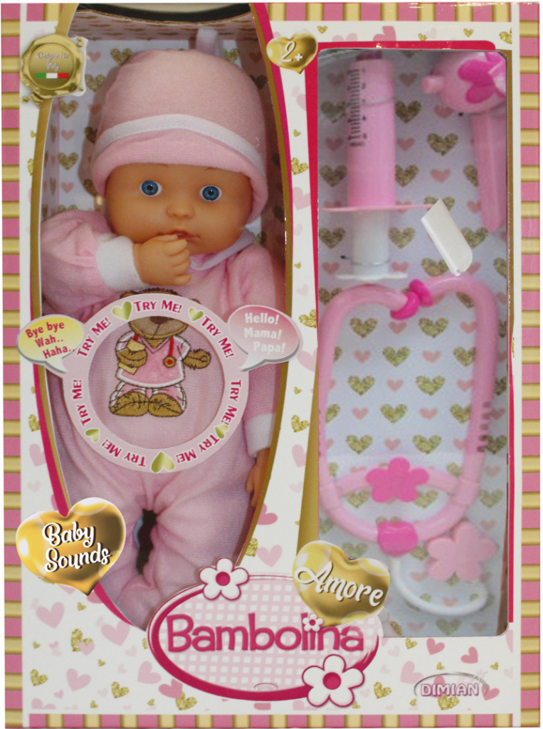 Alltoys Bambolína Miminko Bambolina Amore 33 cm a doktorský set