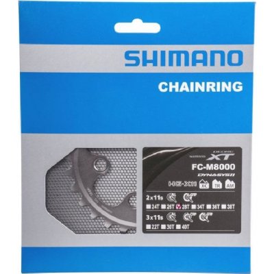 SHIMANO Převodník 28z. M8000 XT 38/28z. stříbrný 64mm