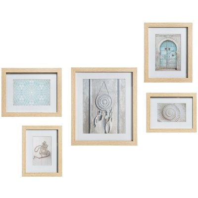 Atmosphera Sada 5 fotorámečků, rámečky na fotky, MDF, hnědé 157177A béžová – Zboží Živě