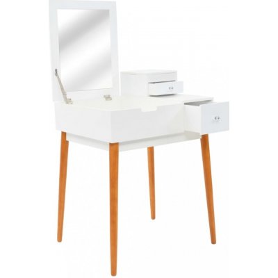 Toaletní stolek se zrcadlem bílý / hnědý Dekorhome – Zboží Mobilmania