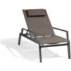 Zahradní židle a křeslo Diphano Hliníkové stohovatelné relaxační křeslo s područkami Selecta, 130x73x47,5 cm, rám hliník barva bílá (white), výplet Batyline barva šedobéžová (sand), vč. podhlavníku