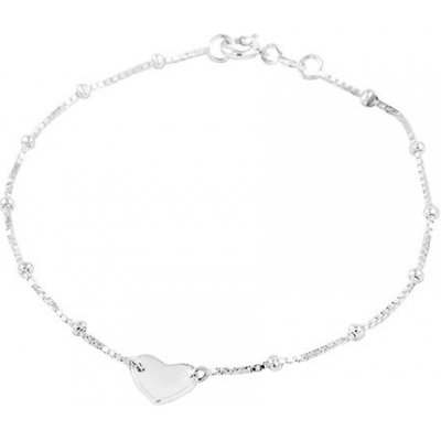 Šperky eshop stříbrný hranatý řetízek s kuličkami souměrné srdíčko AC22.10