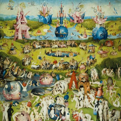Plakát, Obraz - Zahrada pozemských rozkoší, Hieronymus Bosch, 40 × 40 cm – Zboží Dáma