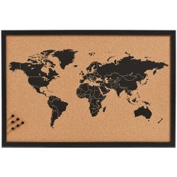 Zeller Korková nástěnka mapa světa, černohnědá 59 x 40 cm