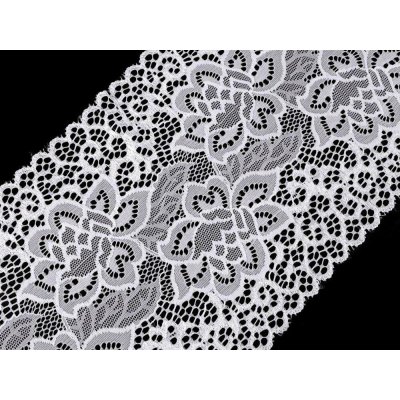 Elastická krajka / vsadka / běhoun šíře 17,5 cm METRÁŽ - 3 bílá – Zboží Dáma