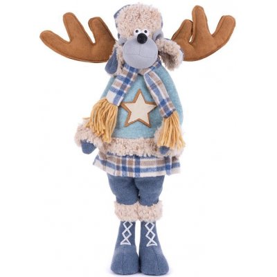 MagicHome Vánoční figurka Sobí holčička v modrém svetru látka 24x18x55 cm – Hledejceny.cz