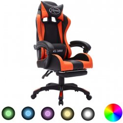 zahrada-XL Herní židle s RGB LED podsvícením oranžovo-černá umělá kůže
