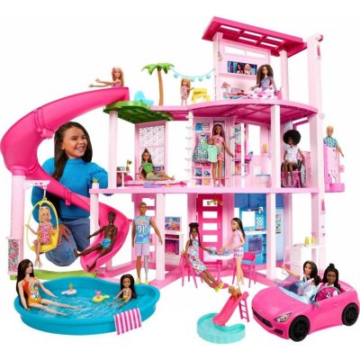 Mattel Barbie Dreamhouse Pool Party Doll House With 3 Story Slide – Zboží Mobilmania