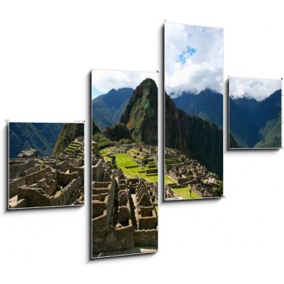 Obraz 4D čtyřdílný - 120 x 90 cm - Machu Picchu Top View Pohled shora na Machu Picchu