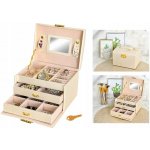 NehtyShop šperkovnice se zrcadlem na klíček béžová – Zboží Mobilmania