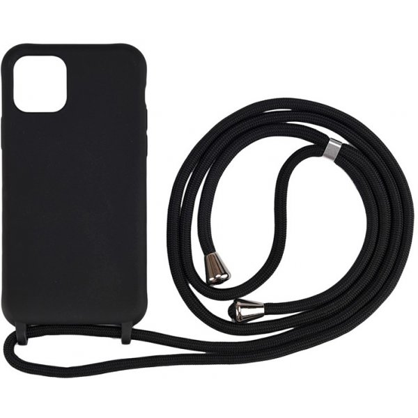 Pouzdro a kryt na mobilní telefon Pouzdro AppleMix Apple iPhone 11 + šňůrka - gumové - černé