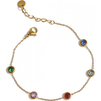 Grace Jewellery náramek s barevnými zirkony Simona chirurgická ocel BN-10-YH-1224A zlatá